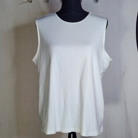 2pk CJ Banks White Cotton Satin Trim Sleeveless Camisole Tank Layering Top Sz 1X - Picture 1 of 16
